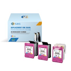 G&G HP 304XL Color Pack de 3 Cartuchos de Tinta Remanufacturados - Eco Saver - Muestra Nivel de Tinta - Reemplaza N9K07AE/N9K05AE