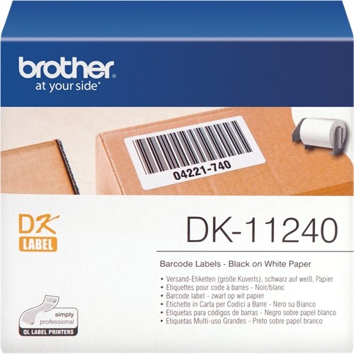 Brother DK11240 - Etiquetas Originales Precortadas Multiproposito Grandes - 102x51 mm - 600 Unidades - Texto negro sobre fondo blanco