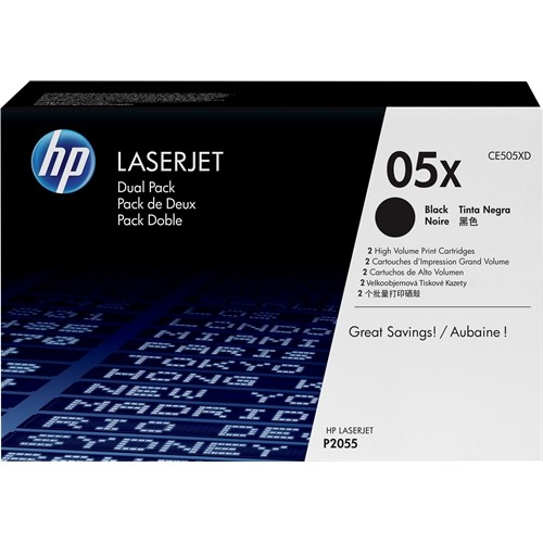 HP CE505X Negro Pack de 2 Cartuchos de Toner Originales - 05X