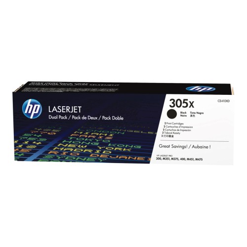 HP CE410X Negro Pack de 2 Cartuchos de Toner Originales - 305X