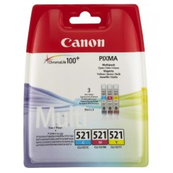 Canon CLI521 Pack de 3 Cartuchos de Tinta Originales - Cian, Magenta, Amarillo - 2934B010