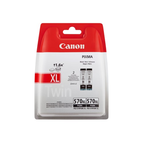 Canon PGI570XL Negro Pack de 2 Cartuchos de Tinta Originales - 0318C007