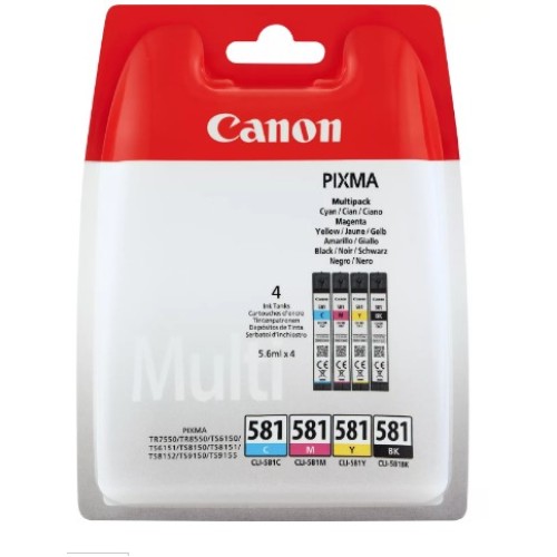 Canon CLI581 Pack de 4 Cartuchos de Tinta Originales - 2103C004