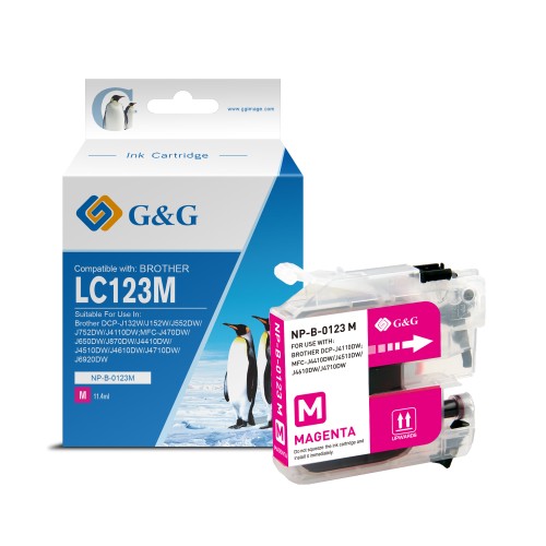 G&G Brother LC123XL/LC121XL Magenta Cartucho de Tinta Generico - Reemplaza LC123M/LC121M