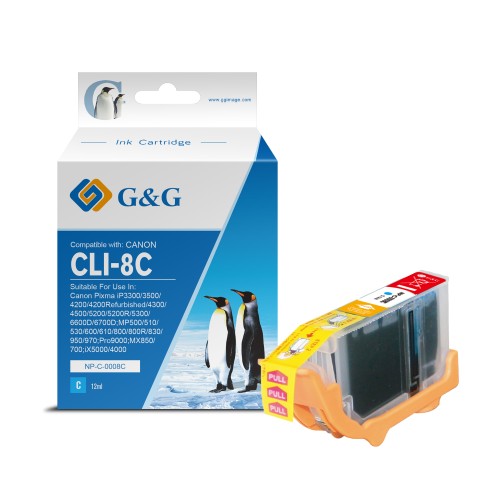 G&G Canon CLI8 Cyan Cartucho de Tinta Generico - Reemplaza 0621B001