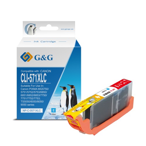 G&G Canon CLI571XL Cyan Cartucho de Tinta Generico - Reemplaza 0332C001/0386C001