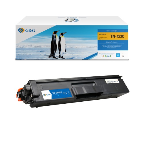 G&G Brother TN421/TN423/TN426 Cyan Cartucho de Toner Generico - Reemplaza TN421C/TN423C/TN426C